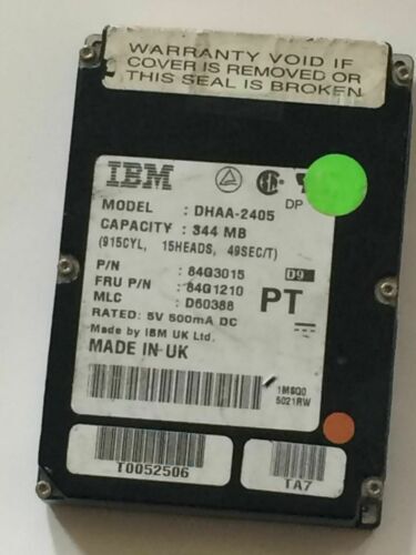 IBM DHAA-2405 2.5 INCH 17MM 344MB 84G3015 HARD DISC DRIVE fbc1f18