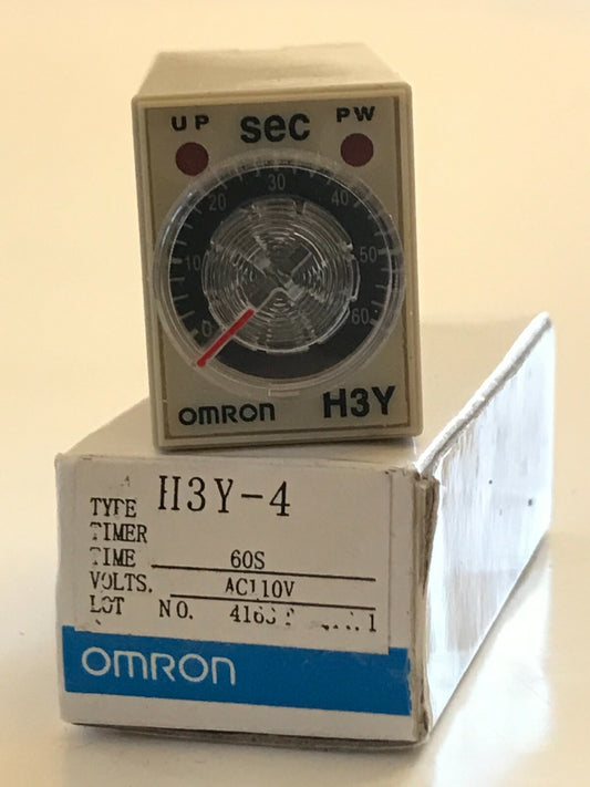 H3Y-4 110V AC MINIATURE PLUG IN TIMER 14 PIN 2 - 60 SECONDS 4 POLE 4PCO ac1x8