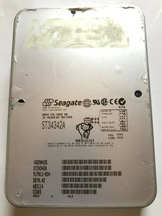 SEAGATE ST34342A 9J7011-034 FIRMWARE DDT0.42 IDE HARD DRIVE 4.3GB aa4ac18A