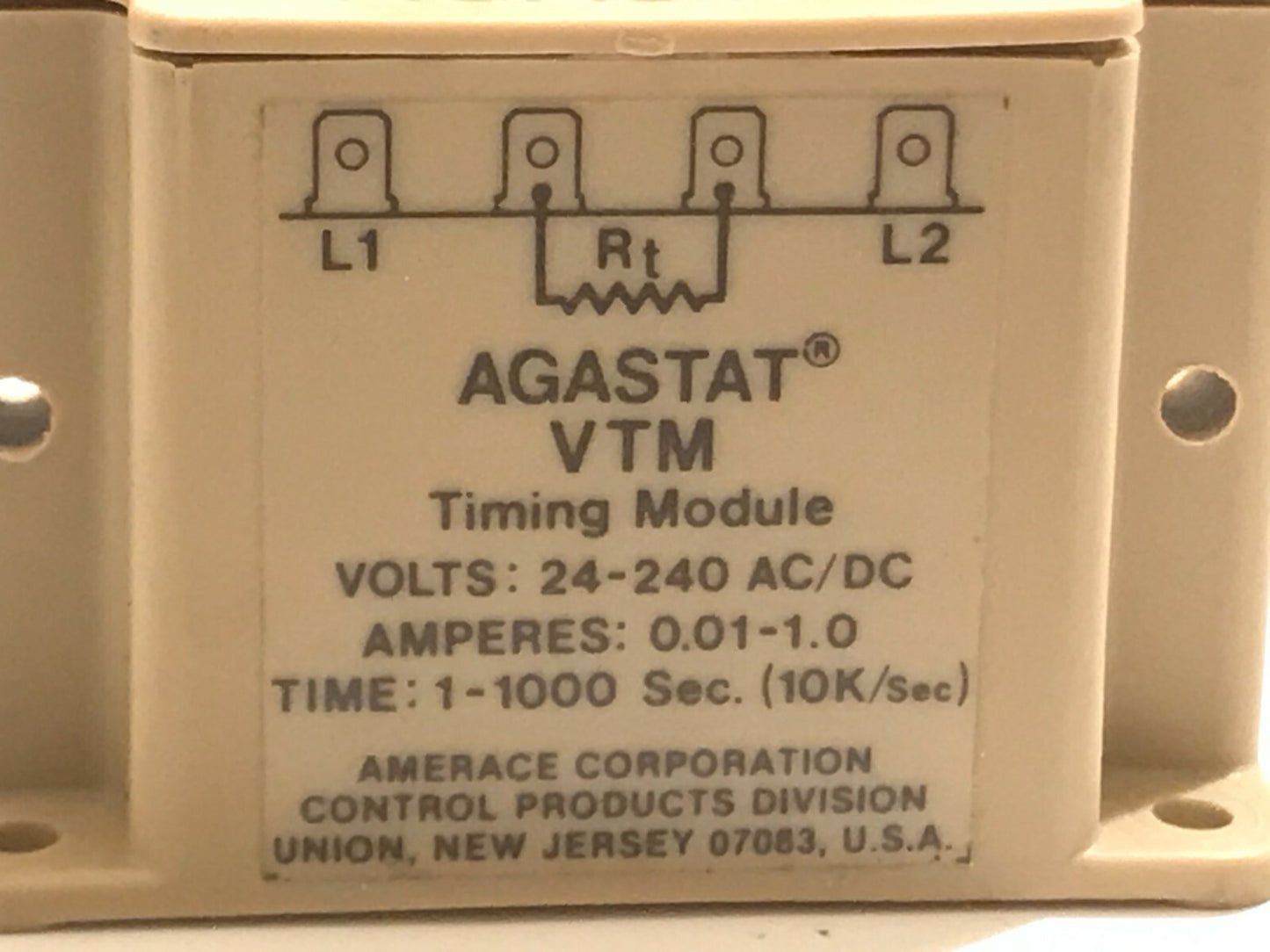 AGASTAT VTM SOLID STATE TIMING MODULE 1 - 1000 SECONDS ad2G8