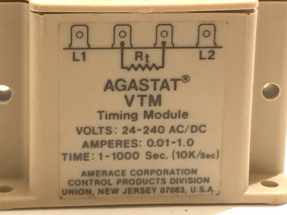 AGASTAT VTM SOLID STATE TIMING MODULE 1 - 1000 SECONDS ad2G8