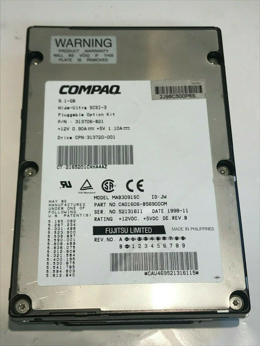 FUJITSU MAB3091SC 9.1GB SCSI 3 HARD DRIVE CAO1606-B56900CM 313706-B21 aa5gb4