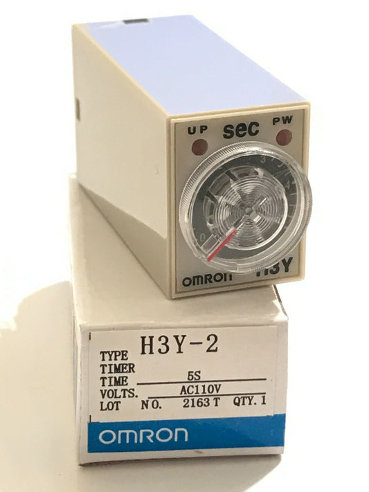 H3Y-2 110V AC MINIATURE PLUG IN TIMER 8 PIN 0.2 - 5 SECONDS DP CONTACTS ad2G9