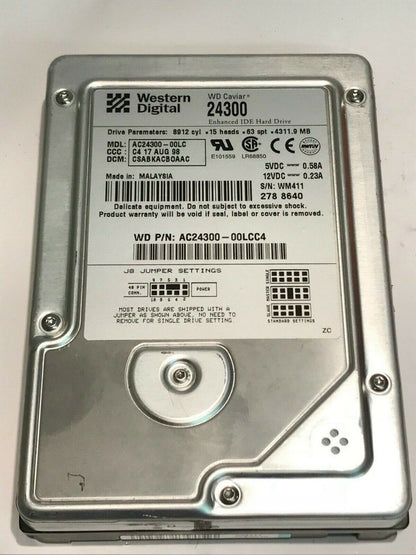 WESTERN DIGITAL CAVIAR 24300 4.3GB IDE HARD DRIVE AC24300-00LC CSABKACB aa5fb6B
