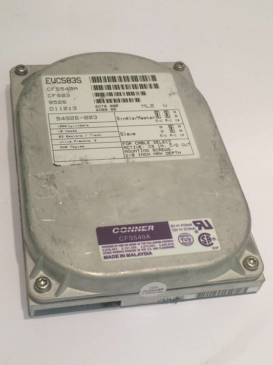 CONNER CFS540A IDE HARD DRIVE 540MB aa4ce10