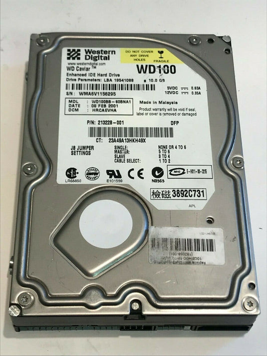 WESTERN DIGITAL CAVIAR WD100 10GB IDE HARD DRIVE WD100BB-60BNA1 HRCAEVHA aa5fc8