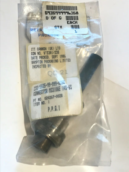 MS3106E14S-6S 6 POLE MILITARY FEMALE CABLE MOUNT CONNECTOR ad1f25