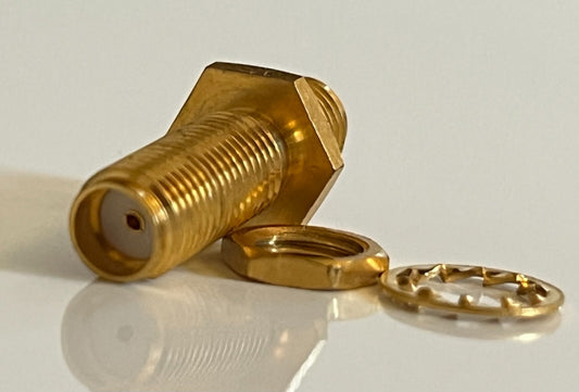RADIALL GOLD PLATED SMA LONG REACH FEMALE / FEMALE BULKHEAD ADAPTER fbb15a8