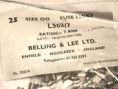 15MM GLASS 7A FUSE VINTAGE BELLING-LEE L562-7A 10 PIECES bda10b