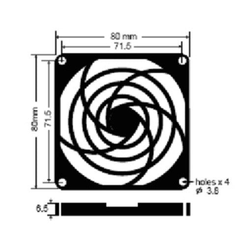 80MM FAN GRILL FINGER GUARD & AIR FILTER BY SINWAN BLACK PLASTIC fbb1d