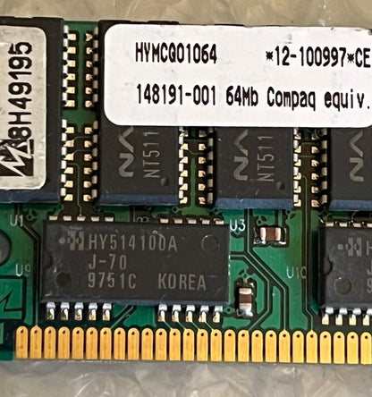 COMPAQ 148191-001 64MB KIT 72 PIN 70NS FAST PAGE MODE PARITY FPM SIMM fd1A42