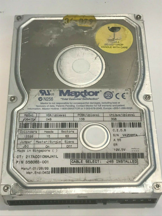 MAXTOR 90640D4 04B 13B 3GB 6.4GB IDE HARD DRIVE 356063-001 aa5gc7
