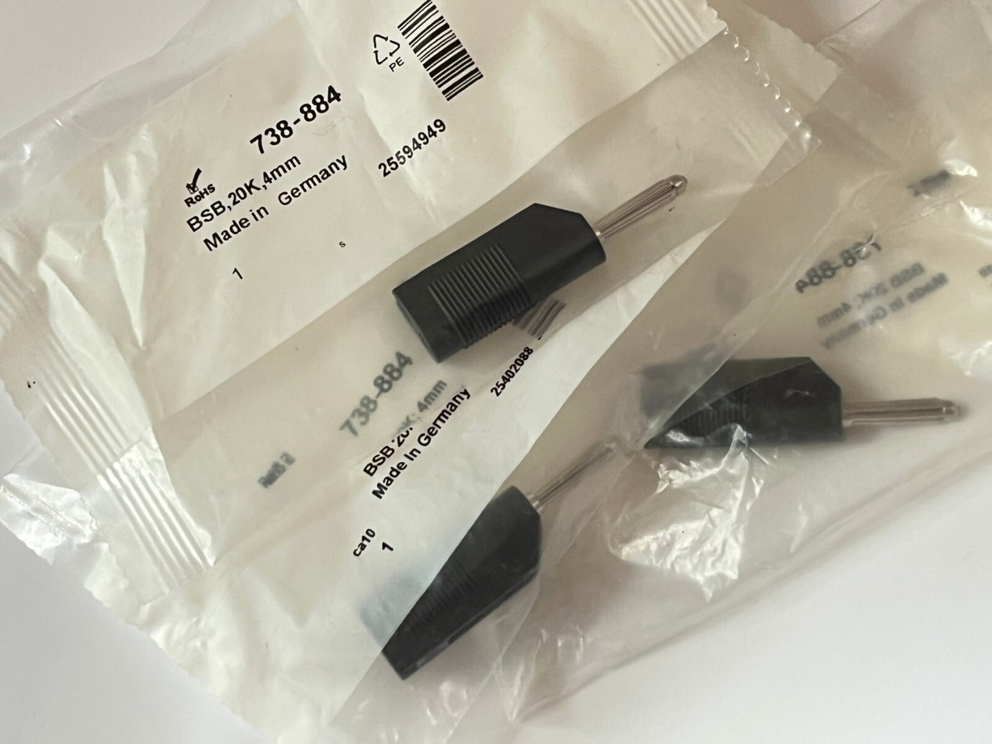 LOT OF 3 HIRSCHMANN 4MM STACKABLE PLUGS BLACK RS 738-884 ad1*32