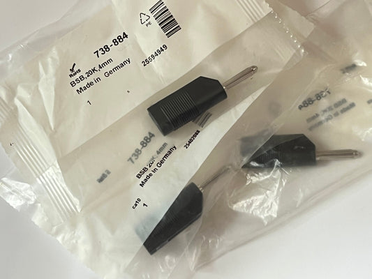 LOT OF 3 HIRSCHMANN 4MM STACKABLE PLUGS BLACK RS 738-884 ad1*32