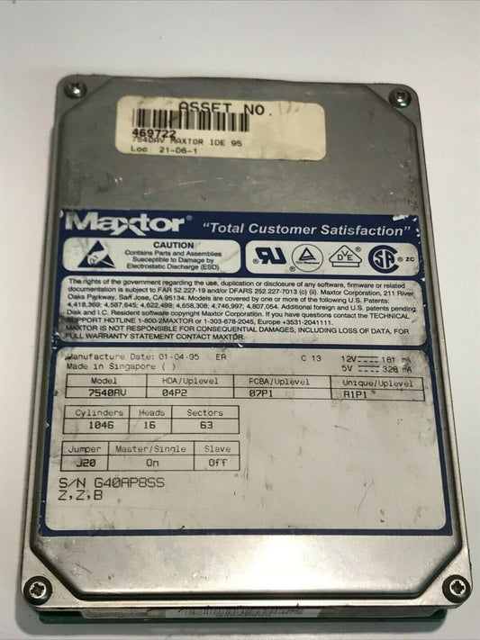 MAXTOR 7540AV 04P2 07P1 A1P1 540MB IDE HARD DRIVE aa5id5