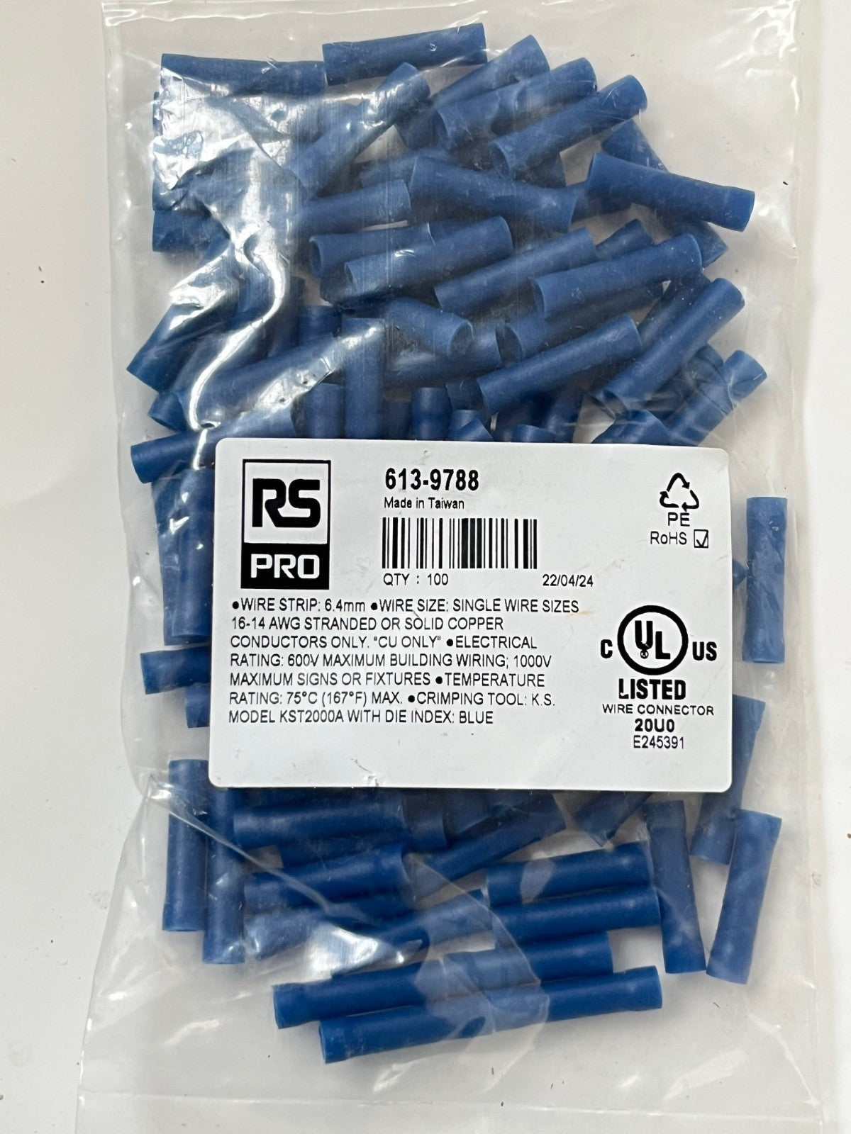 INSULATED CRIMP TERMINALS BEST RS QUALITY ALL TYPES PACKS OF 100 CHEAP fcb22