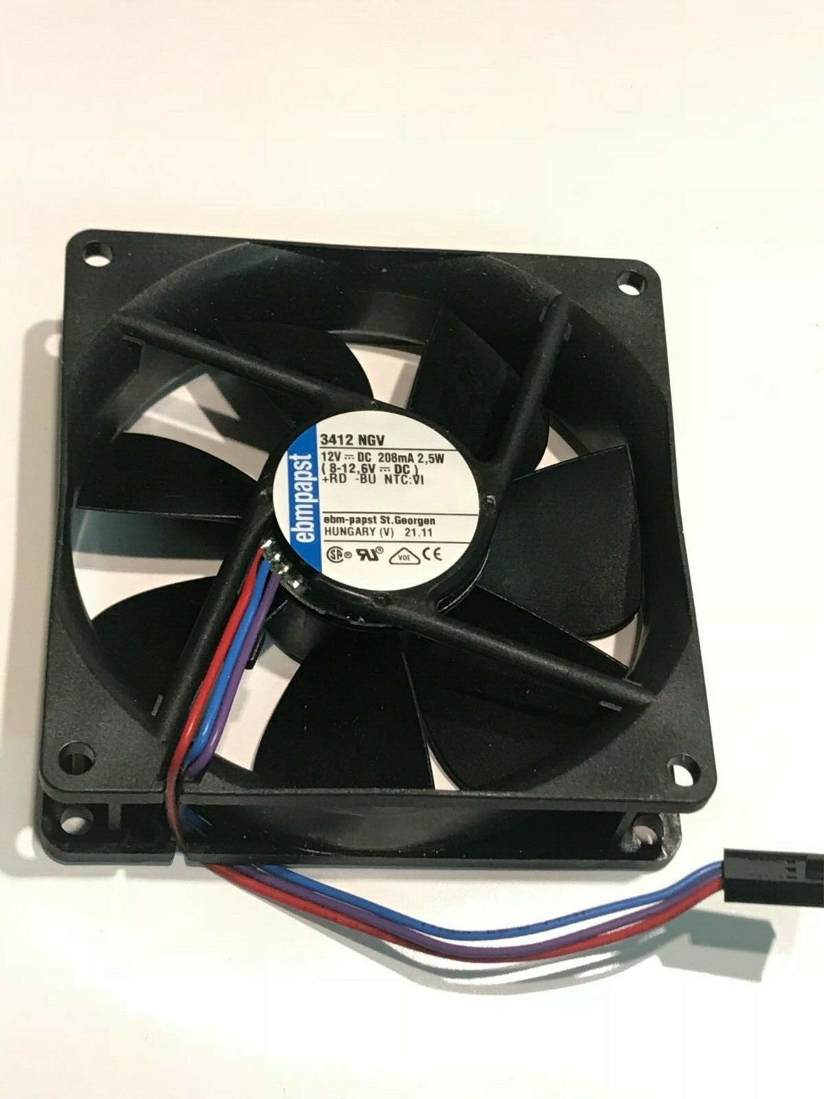 EBM-PAPST MODEL 3412-NGV AXIAL 12V (8v - 12.6v) 92MM x 25MM 3 WIRE FAN fbd3d
