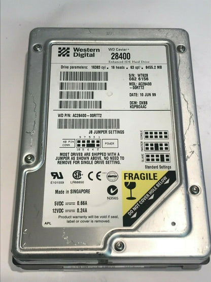 WESTERN DIGITAL CAVIAR 28400 8.4GB IDE HARD DRIVE AC28400-00RTT2 DXBBKQP aa5fc7a