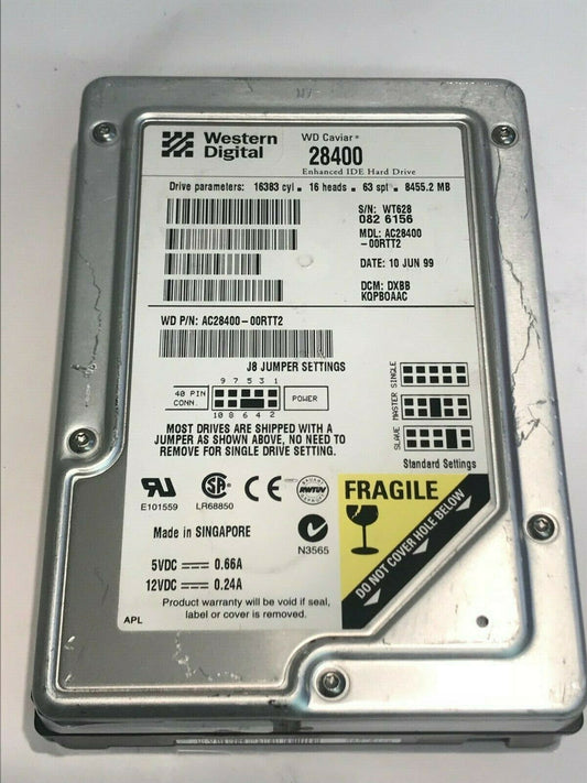 WESTERN DIGITAL CAVIAR 28400 8.4GB IDE HARD DRIVE AC28400-00RTT2 DXBBKQP aa5fc7a