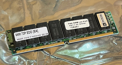 72 PIN 64MB EDO SIMM LOW PROFILE MEMORY 60nS PREMIUM GOLD PLATED (x1) fcb11.4