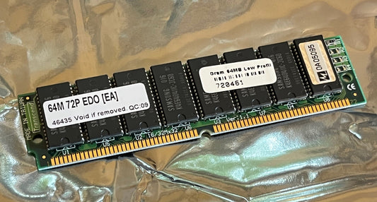 72 PIN 64MB EDO SIMM LOW PROFILE MEMORY 60nS PREMIUM GOLD PLATED (x1) fcb11.4
