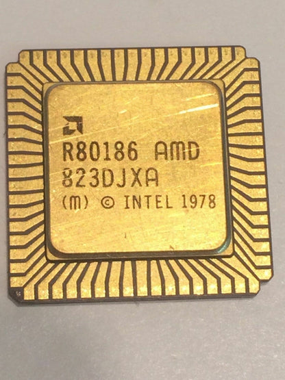 AMD R80186 FLAT PACK GOLD CERAMIC CHIP COLLECTIBLE VINTAGE PROCESSOR fba10a59