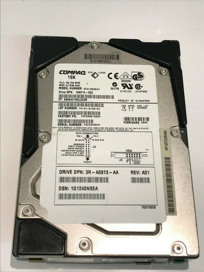 COMPAQ BF01863644 9P2006-022 3B05 18.2GB SCSI 3 ULTRA HARD DRIVE aa5ia3