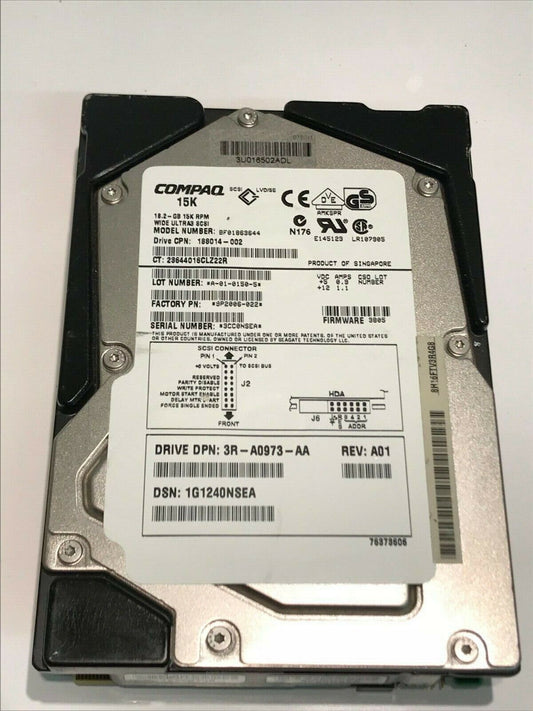 COMPAQ BF01863644 9P2006-022 3B05 18.2GB SCSI 3 ULTRA HARD DRIVE aa5ia3